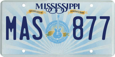 MS license plate MAS877