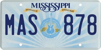 MS license plate MAS878