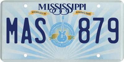 MS license plate MAS879