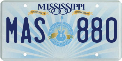 MS license plate MAS880