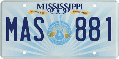 MS license plate MAS881