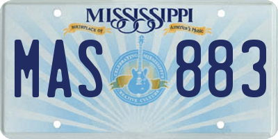 MS license plate MAS883