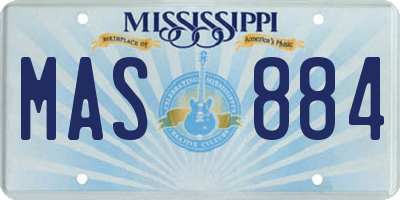 MS license plate MAS884
