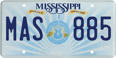 MS license plate MAS885