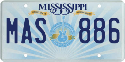 MS license plate MAS886
