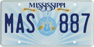 MS license plate MAS887