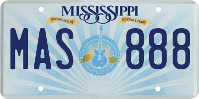 MS license plate MAS888