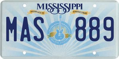 MS license plate MAS889