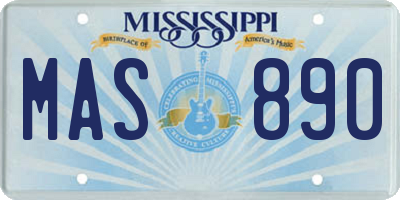 MS license plate MAS890