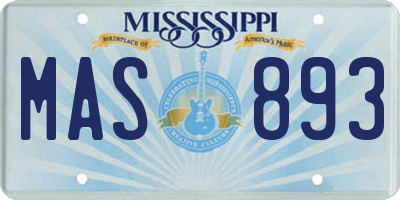MS license plate MAS893