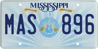 MS license plate MAS896