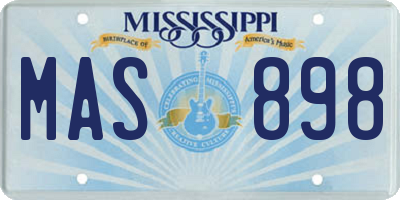 MS license plate MAS898