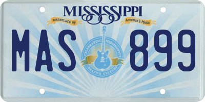 MS license plate MAS899