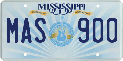 MS license plate MAS900