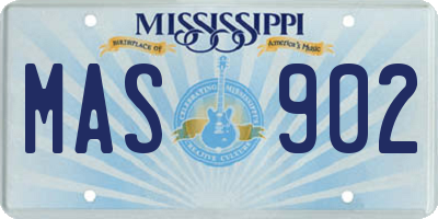 MS license plate MAS902