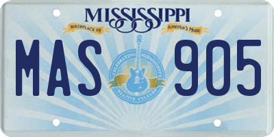 MS license plate MAS905