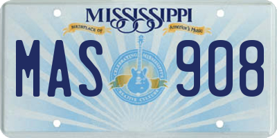MS license plate MAS908