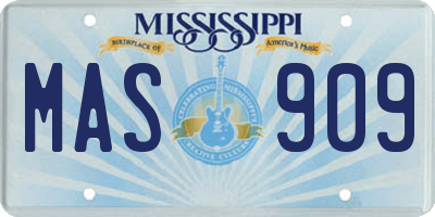 MS license plate MAS909