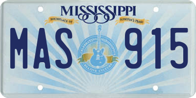 MS license plate MAS915