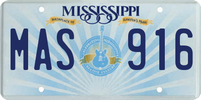 MS license plate MAS916