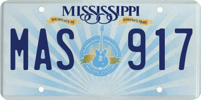 MS license plate MAS917