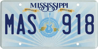 MS license plate MAS918