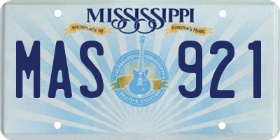 MS license plate MAS921