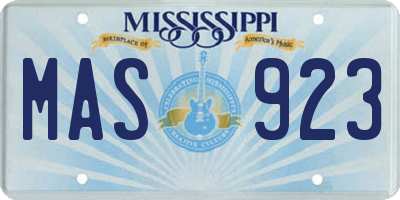 MS license plate MAS923