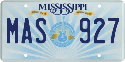 MS license plate MAS927