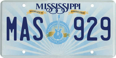 MS license plate MAS929