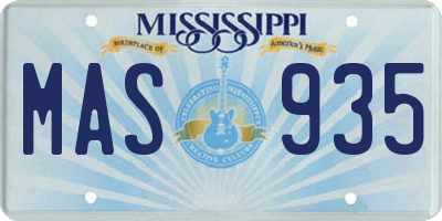 MS license plate MAS935
