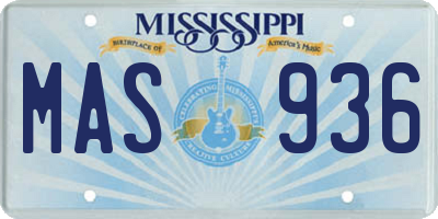 MS license plate MAS936