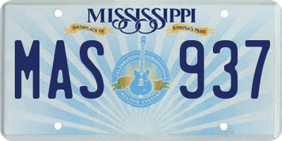 MS license plate MAS937
