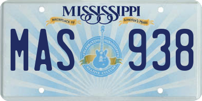 MS license plate MAS938
