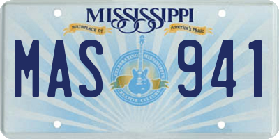 MS license plate MAS941