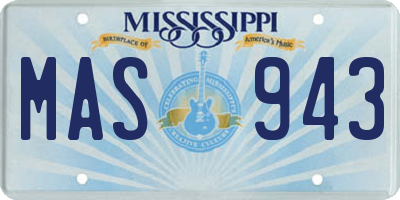 MS license plate MAS943