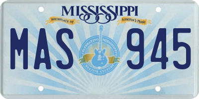 MS license plate MAS945