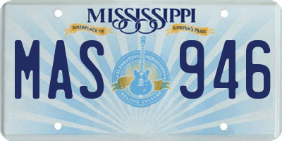 MS license plate MAS946