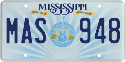 MS license plate MAS948