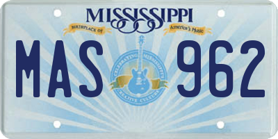 MS license plate MAS962