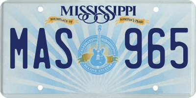 MS license plate MAS965