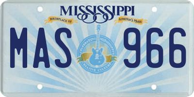 MS license plate MAS966