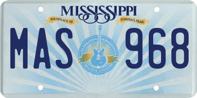 MS license plate MAS968