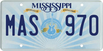 MS license plate MAS970
