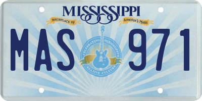 MS license plate MAS971