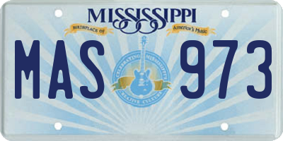 MS license plate MAS973