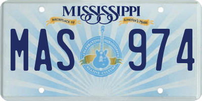 MS license plate MAS974