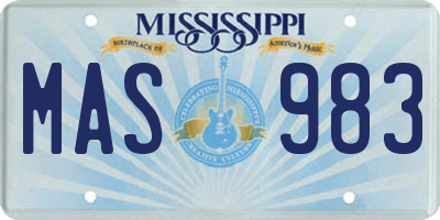 MS license plate MAS983