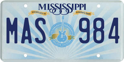 MS license plate MAS984