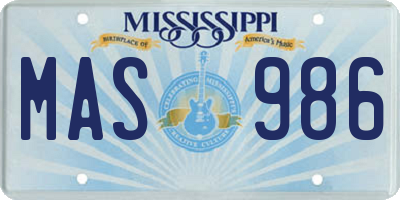 MS license plate MAS986